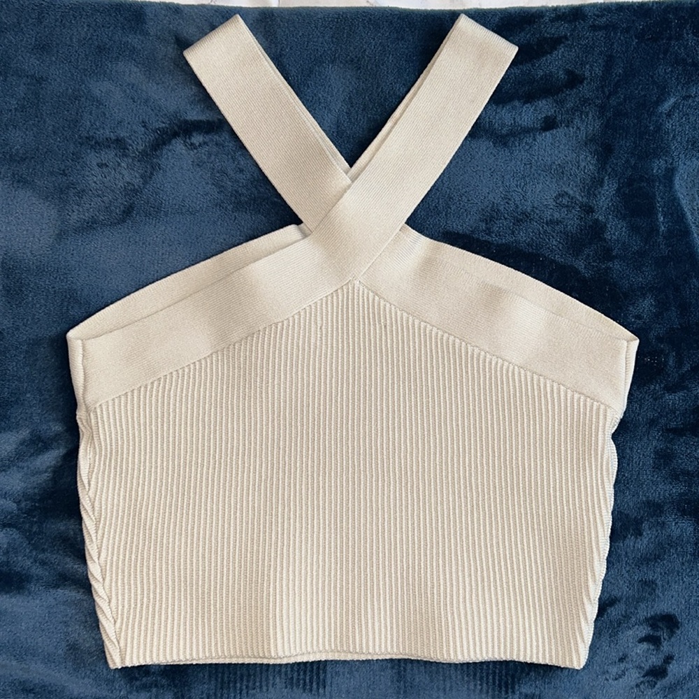 Aritzia Babaton Sculpt Knit Criss Cross Top